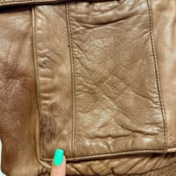 Vintage Pelle Moda Genuine Leather Bomber Jacket XL Distressed Brown Korea - Picture 2 of 12